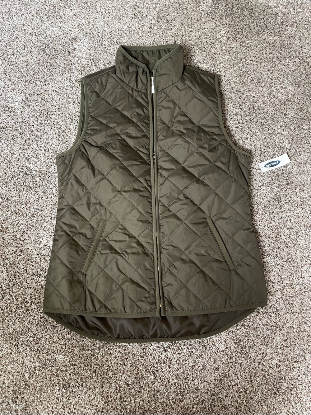 Old Navy Olive Quilted Women's Puffer Vest